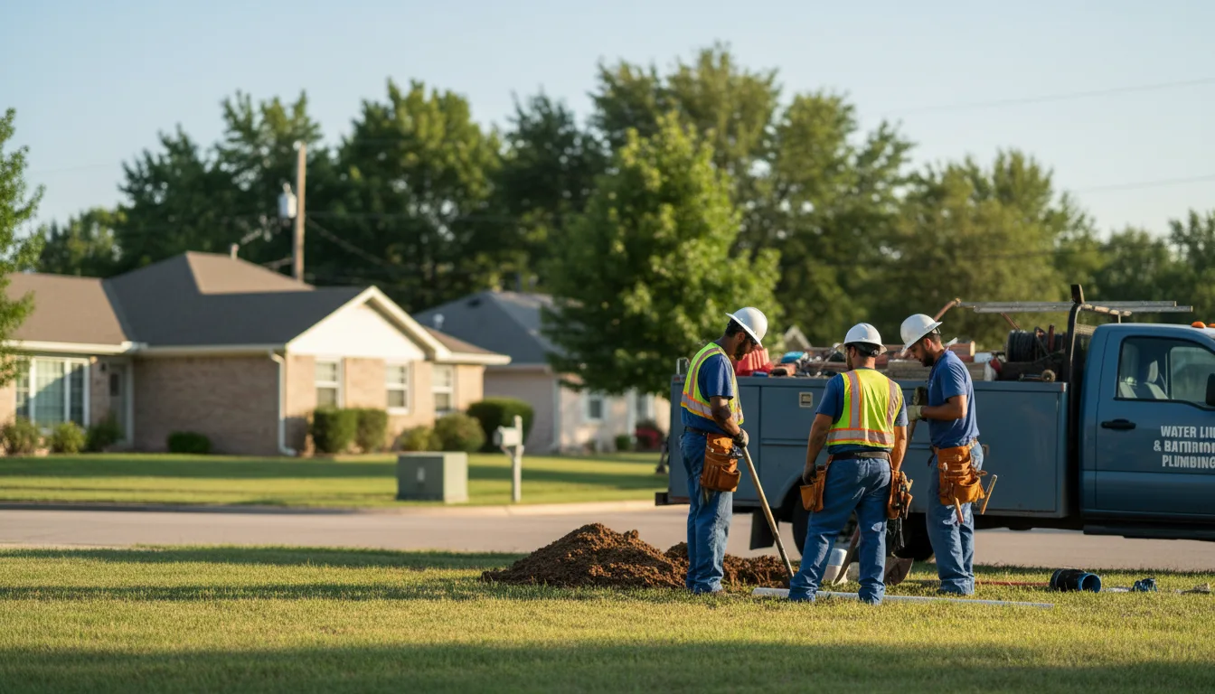 Residential water line and bathroom plumbing service in Groves, TX